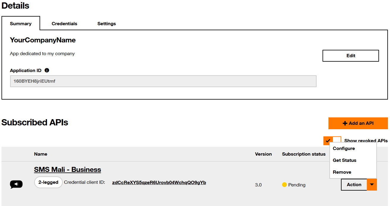 Details in MyApps window
