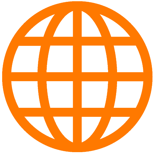 Icon of Internet map in orange, networks