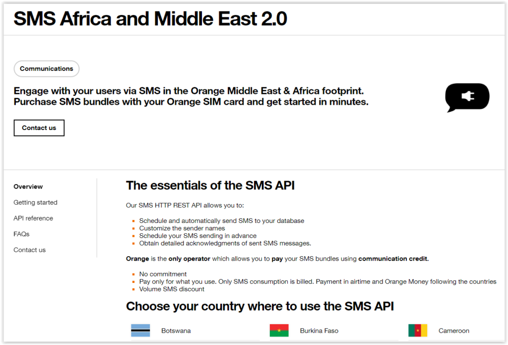 SMS MEA Overview page
