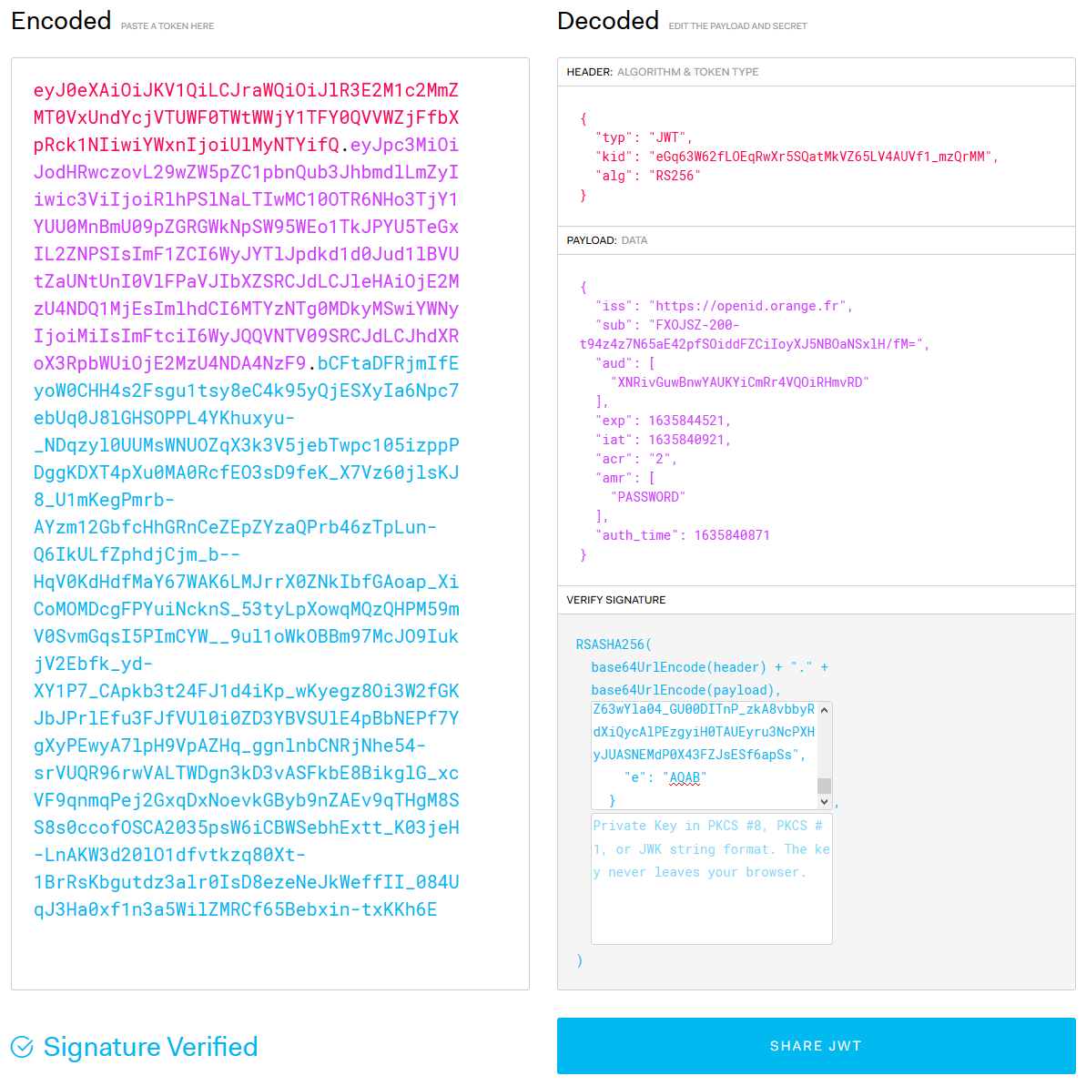 ID Token validation using RS256 public key