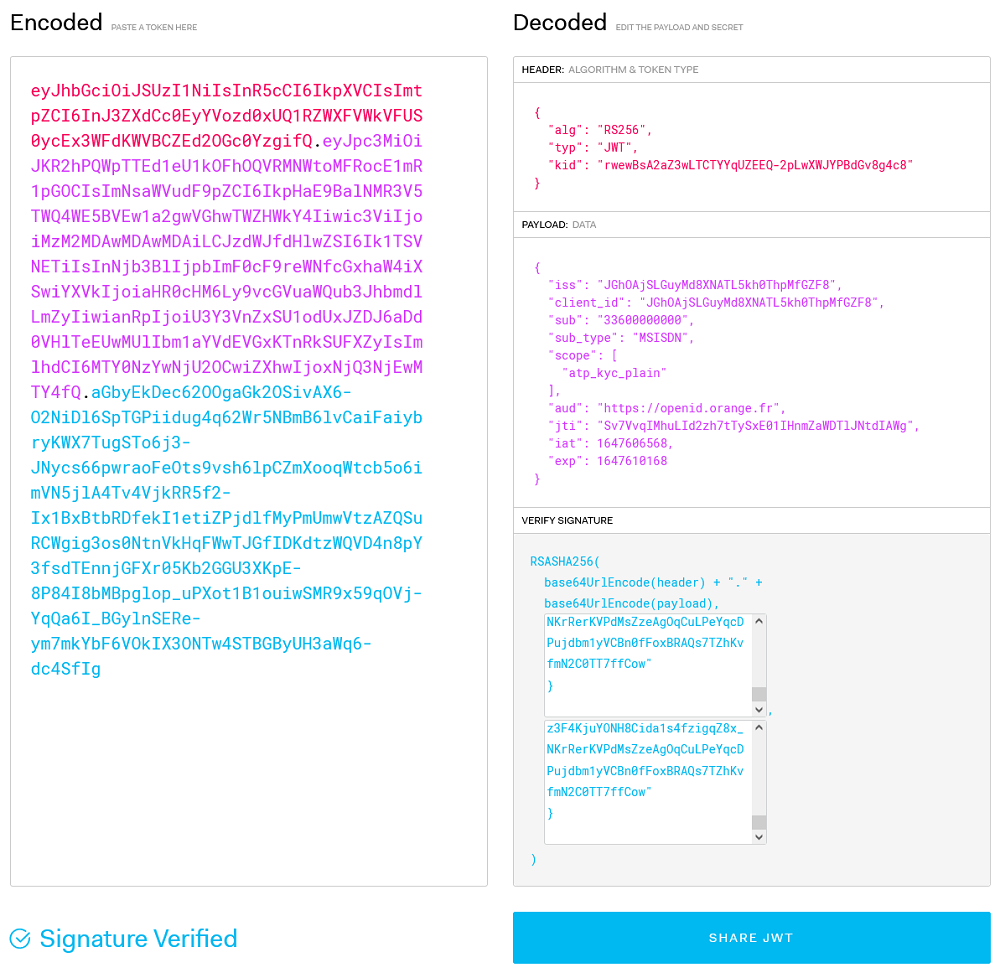 JWT assertion (encoded/decoded)