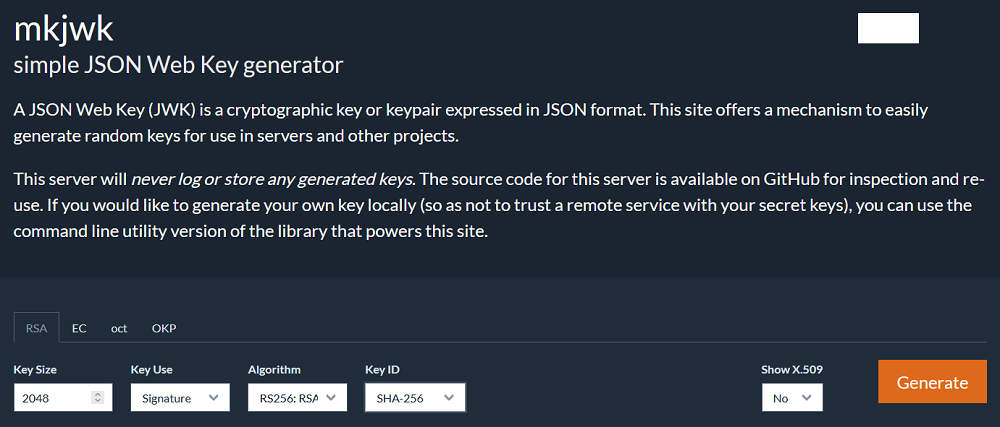 MKJWK RSA Key pair Generator